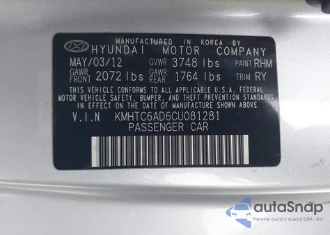 2012 Hyundai Veloster Base W/Black из США, поврежденный, VIN KMHTC6AD6CU081281